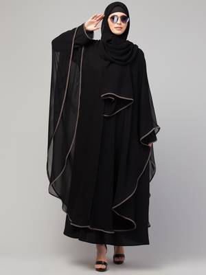 MRC Women's latest layered designer abaya kaftan piping work 1