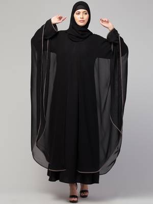 MRC Women's latest layered designer abaya kaftan piping work 2