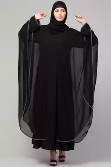 MRC Women's latest layered designer abaya kaftan piping work