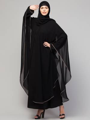 MRC Women's latest layered designer abaya kaftan piping work 4