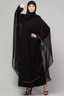 MRC Women's latest layered designer abaya kaftan piping work