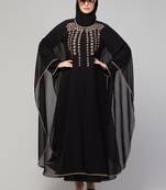 MRC Women latest Layered design Embroidered abaya kaftan black
