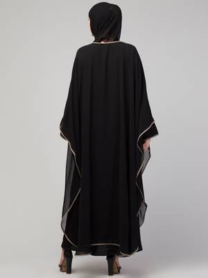 MRC Women latest Layered design Embroidered abaya kaftan black 2