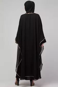 MRC Women latest Layered design Embroidered abaya kaftan black