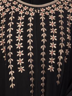 MRC Women latest Layered design Embroidered abaya kaftan black 5