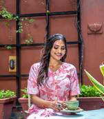 Weavllite Women's Off White  Viscose Blend Floral Dress