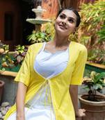 Weavllite Women's Yellow  Viscose rayon Printed Kurta set