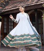 Weavllite Women's White  Pure Cotton Block printed Kurta set