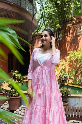 Weavllite Women's Pink  Pure Cotton Printed Kurta set 4