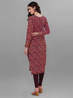 Weavllite Women's Maroon  Pure Cotton Cambric Block printed Kurta 4