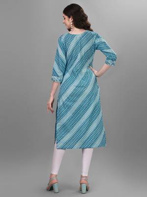 Weavllite Women's Blue  Pure Cotton Cambric Printed Kurta 5