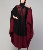 MRC Women latest designer Embroidered abaya kaftan black and maroon