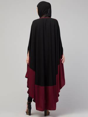 MRC Women latest designer Embroidered abaya kaftan black and maroon 2