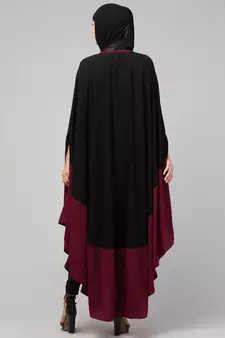 MRC Women latest designer Embroidered abaya kaftan black and maroon