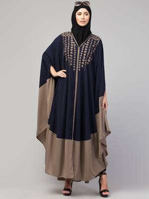 MRC Women double color latest design Embroidered abaya kaftan 1