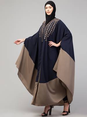 MRC Women double color latest design Embroidered abaya kaftan 4