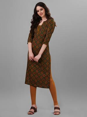 Weavllite Women's Green  Pure Cotton Cambric Block printed Kurta 1