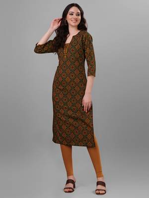 Weavllite Women's Green  Pure Cotton Cambric Block printed Kurta 3