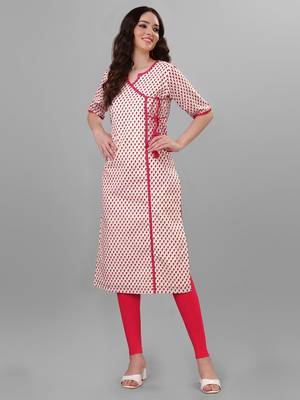 Weavllite Women's Cream  Pure Cotton Cambric Printed Kurta 1