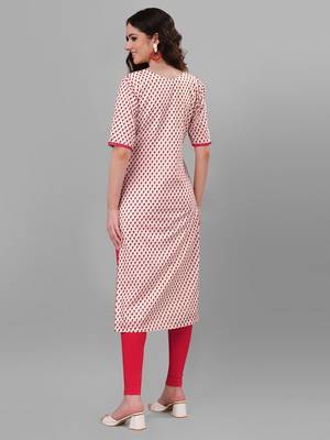 Weavllite Women's Cream  Pure Cotton Cambric Printed Kurta 3