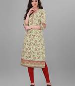 Weavllite Women's Pista Green  Pure Cotton Cambric Printed Kurta