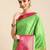 Parrot green woven silk blend saree with blouse