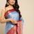 Light sky blue woven silk blend saree with blouse
