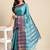 Aqua blue woven silk blend saree with blouse