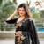 Black woven art silk saree with blouse