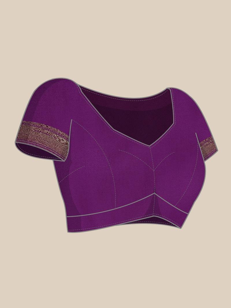 Violet woven paithani silk saree with blouse
