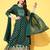 Green Foil Printed Rayon Kurta With Skirt and Net Dupatta