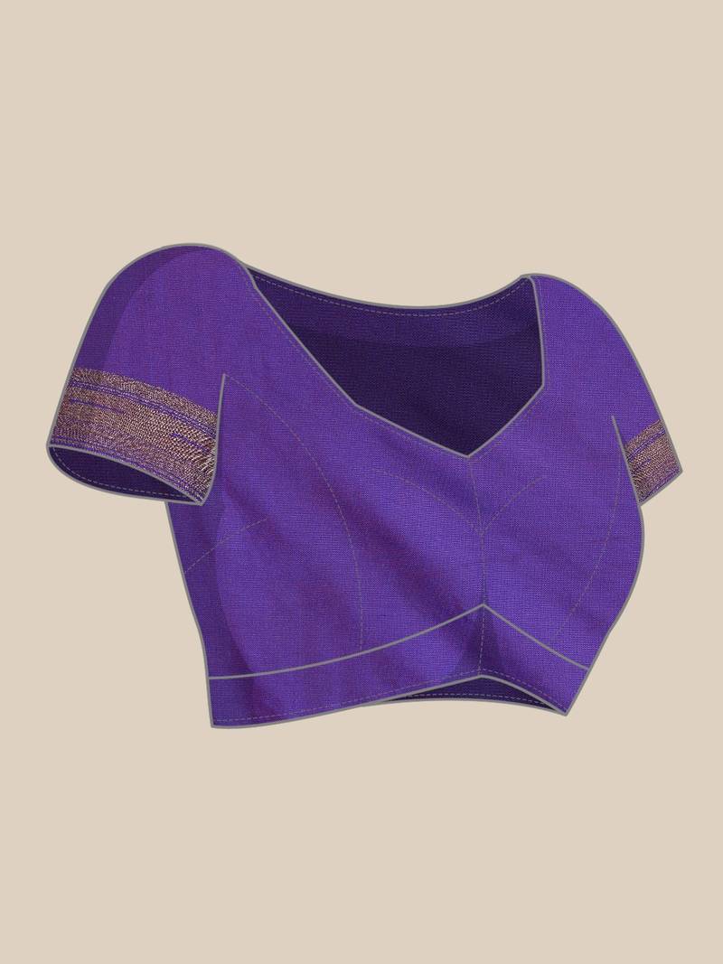 Dark purple woven paithani silk saree with blouse