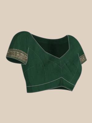 Dark green woven paithani silk saree with blouse 5