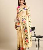 White woven paithani silk saree with blouse