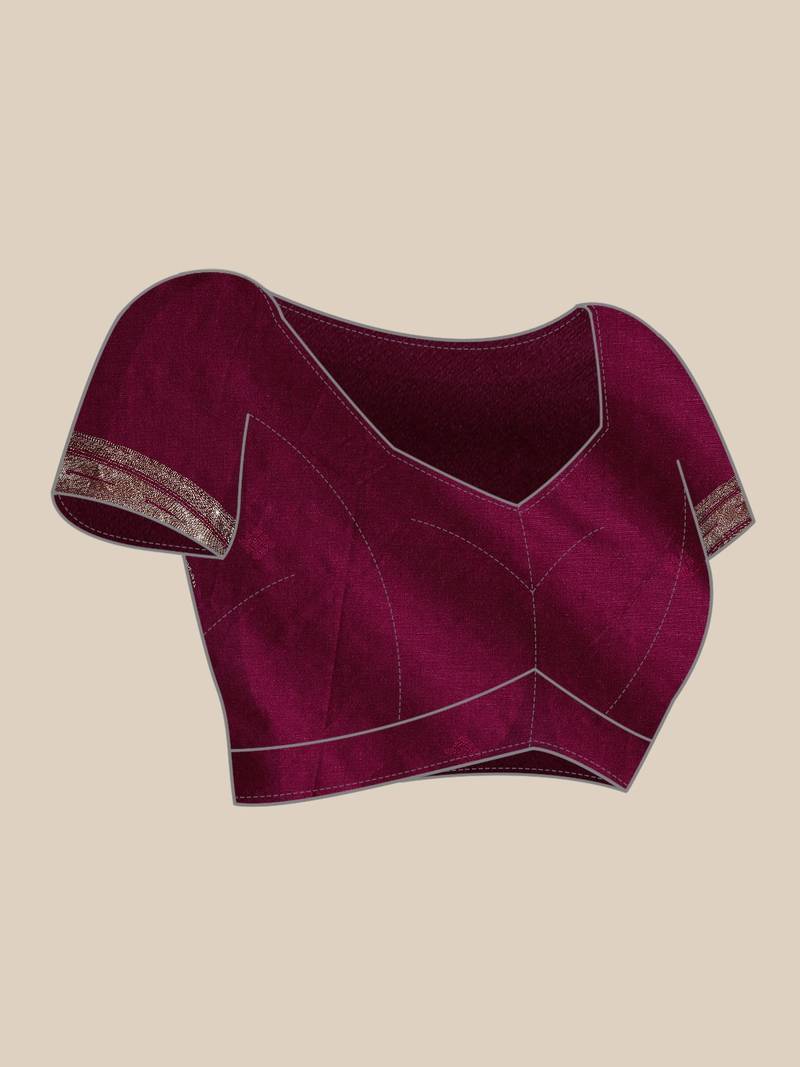 Dark maroon woven paithani silk saree with blouse