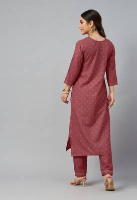 Peach Sequence Chain Embroidered Chinon Kurta Pant Set 3