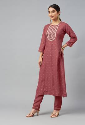 Peach Sequence Chain Embroidered Chinon Kurta Pant Set 4