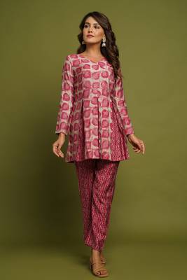 Pink Silk Co-ord Set 1