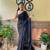 Black woven georgette saree with blouse