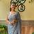 Grey woven georgette saree with blouse