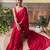 Red woven georgette saree with blouse