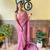 Pink woven georgette saree with blouse