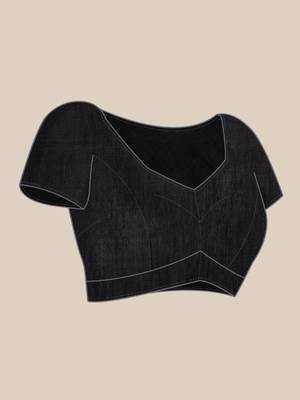 Black embroidered georgette saree with blouse 5