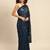Navy blue embroidered georgette saree with blouse