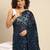Navy blue embroidered georgette saree with blouse