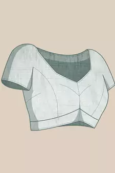 Grey embroidered georgette saree with blouse
