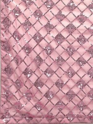 Light pink embroidered georgette saree with blouse 4