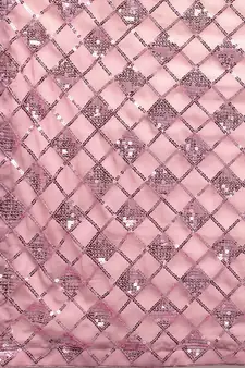 Light pink embroidered georgette saree with blouse