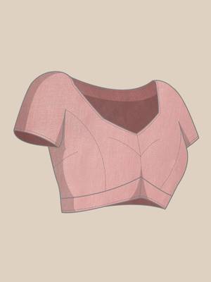 Light pink embroidered georgette saree with blouse 5