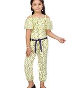 Yellow printed blended cotton kids-tops